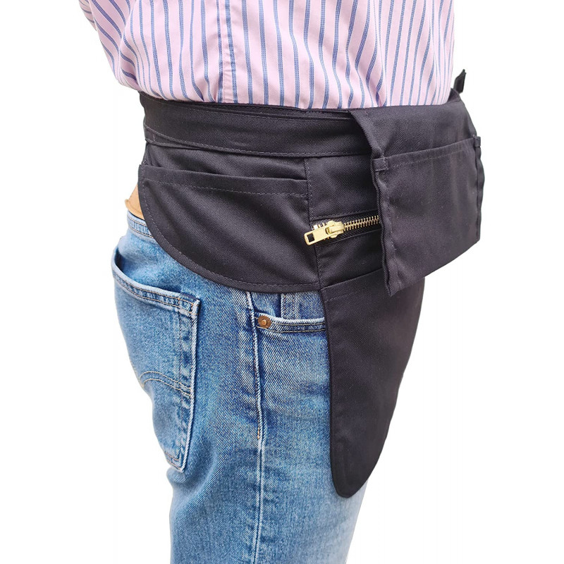 Tablier serveur long. Adapté pour un usage professionnel. Longeur en  dessous du genou. Un grande poche zippée.